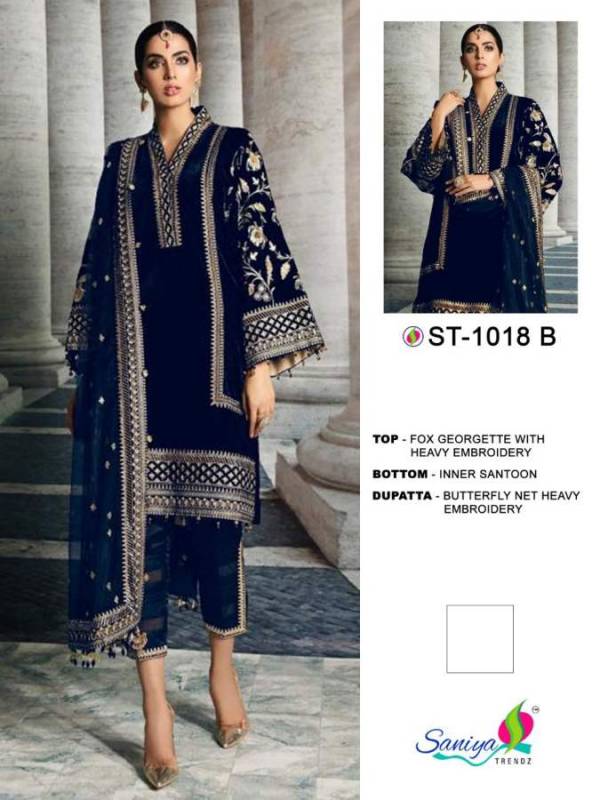 Saniya St 1018 Heavy Georgette Festive Wear Latest Pakistani Salwar Kameez Collection